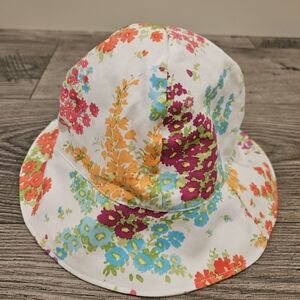 Janie and Jack Floral Bucket Sun Hat - White, Orange, Pink, Blue Girl 4-5T
